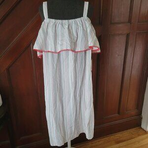 Terra & Sky Womens Off-Shoulder Striped Dress 1X 16W-18W White/Red 100% Cotton W